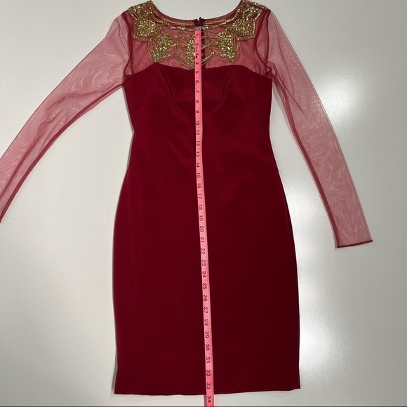 Marchesa notte dress vintage burgundy embellished cocktail evening size 0 - Picture 7 of 12